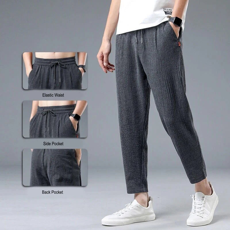 Ice Silk Linen Man Sport Pants